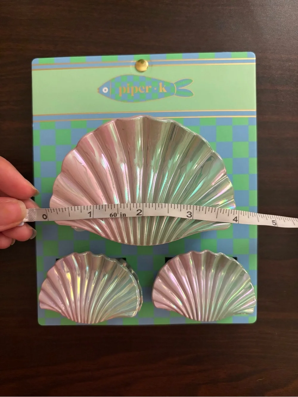 NWT Piper K Iridescent Sea Shell Jaw Clips - 3 PC Set